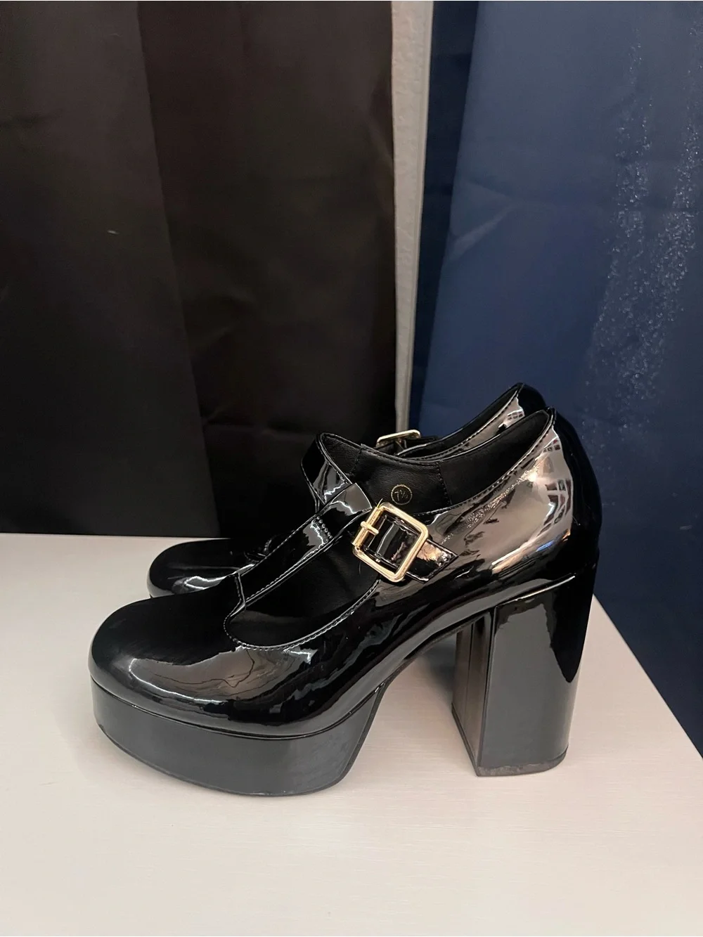 Coutgo Black Platform Mary Jane Heels Women’s Size 7.5 Chunky Block Heel Goth